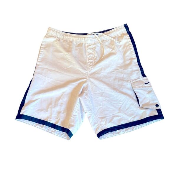 Nike White Swim Trunks Swim Shorts Men’s Size Small Mesh Lining And Pockets - Picture 1 of 10